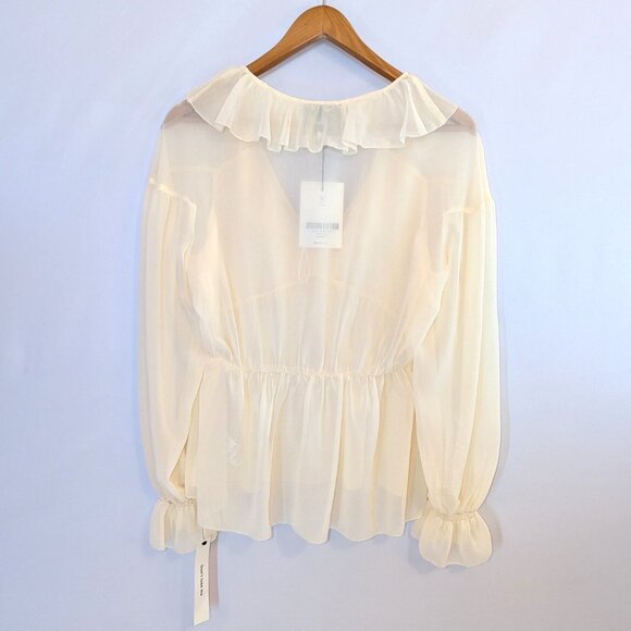 NWT Reformation | Ivory "Wyn Top" Sheer Blouse | Size 4 - Picture 8 of 14